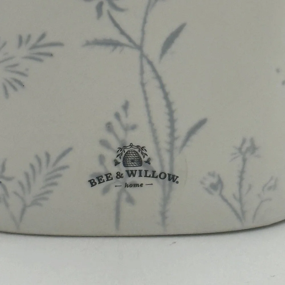 Bee & Willow Home Grey Gardens Ceramic Toothbrush Holder Floral White Grey